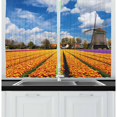 Floral Pointed Kitchen Curtain