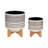 Ceramic and Stoneware Planters with Bamboo Stands - Set of 2-1023782279-973805836-980794185