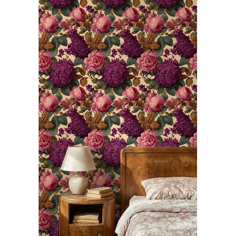 Papier peint floral Roses rétro