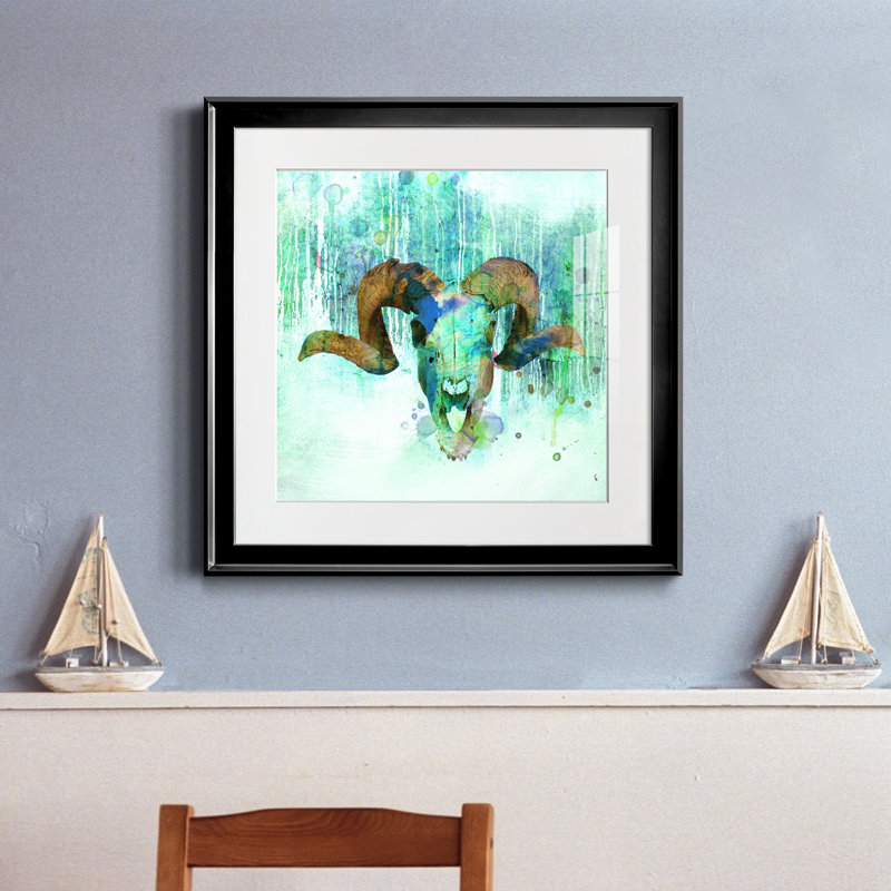 Au-delà de la forêt II - peinture encadrée, H 17,5 po x l 17,5 po x P 1,5 po, Cadre noir