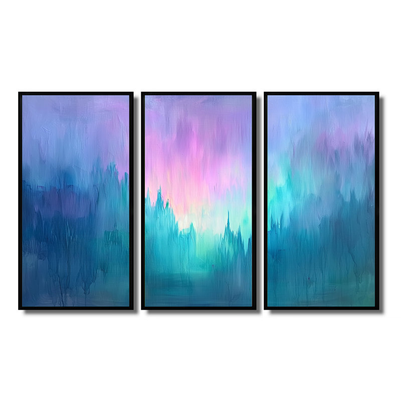 Ensemble de salon Aurora Bloom Minimal Sky Horizon II - Sky Wall Art, 28" H x 36" W, Reproduction avec cadre flottant, Noir
