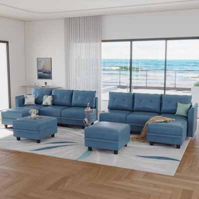 Ensemble de salon modulaire à 3 bras courbés avec rangement Zendajas