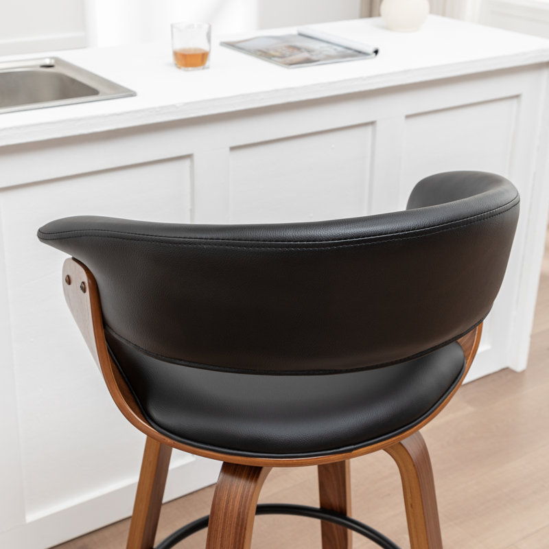 Devlin Mordern Swivel Upholstered Barstools （Set Of 3), Counter Stool (25" Seat Height), Black
