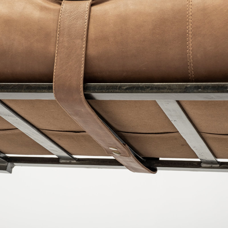 Magnolia Upholstered Bench, Caramel Genuine Leather