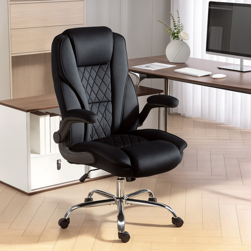 Chaise de bureau, chaise de bureau d'ordinateur avec accoudoirs rabattables, noir