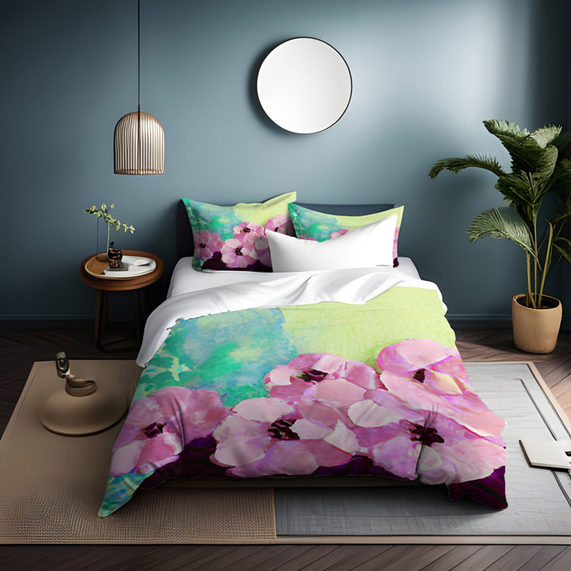 Floral Duvet Cover, King Duvet Cover + 2 King Shams