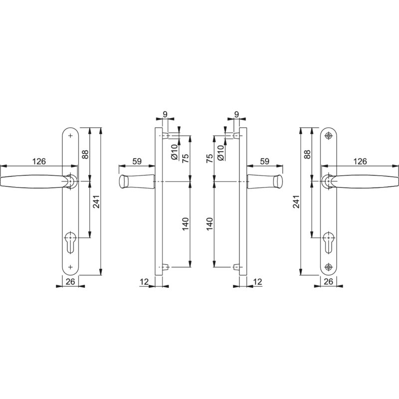 Right Door Handle, Aluminium Sliver