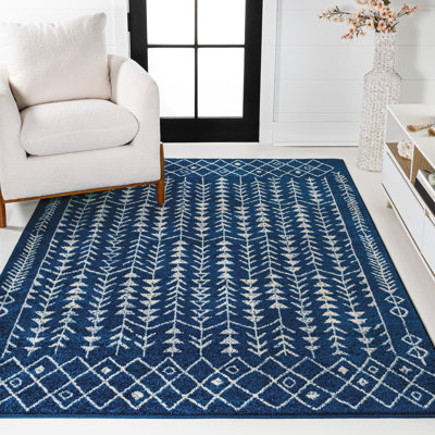 Keishara Moroccan Geometric Navy/Cream Rug