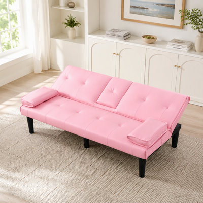 Canapé-lit pliable multifonctionnel avec porte-gobelet, parfait pour transformer les espaces de vie en chambres d'amis sans effort