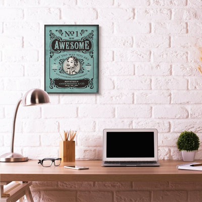 You Are Awesome Vintage Comic Book Funny Blue Design by Ester Kay - Graphic Art on Canvas