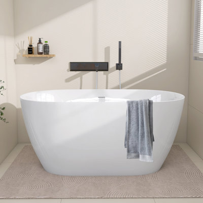 55" X 28" Freestanding Soaking Acrylic Bathtub