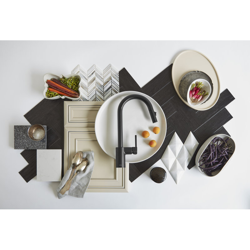 Robinet de cuisine à poignée simple sans contact Align avec Wave et Power Clean et avec accessoires Align, Noir mat