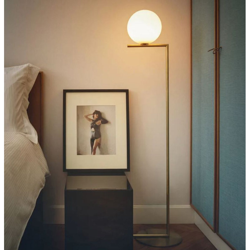 Modern 64" Torchiere Floor Lamp with Frosted Glass Shade – Living Room or Office Uplight