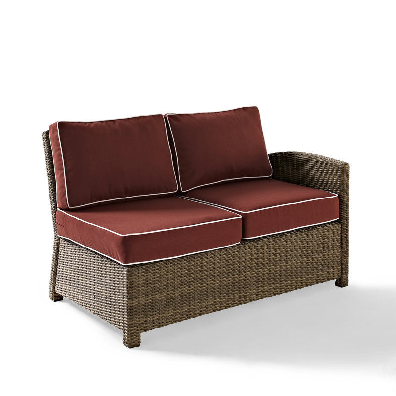 Regina 52.75" Wicker Outdoor Single-Arm Loveseat, Sangria, Brown