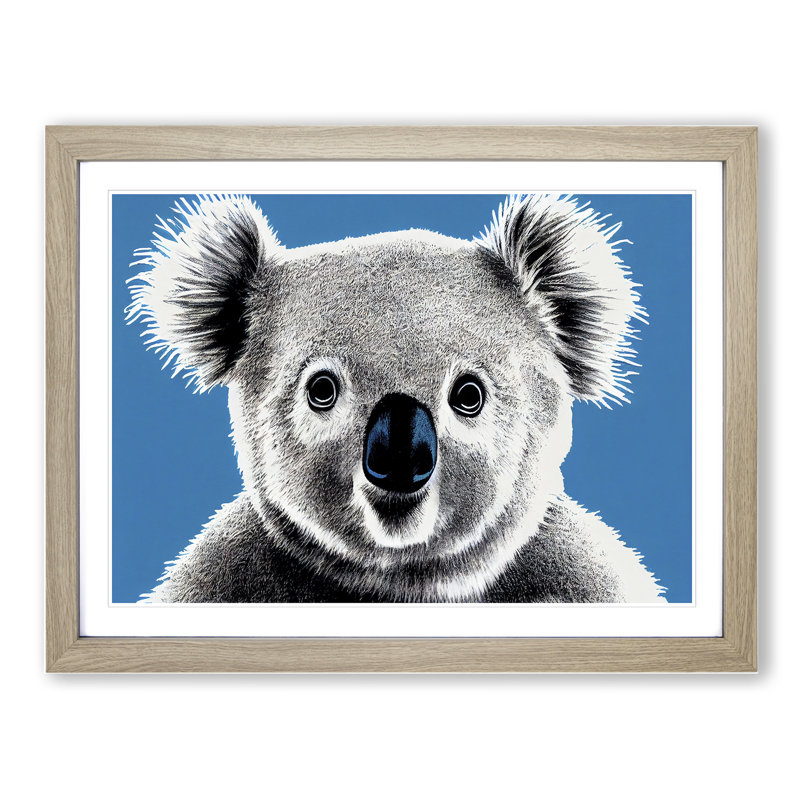 Alluring Koala Bear - Single Picture Frame Print, 46cm H x 64cm W x 2cm D, Oak
