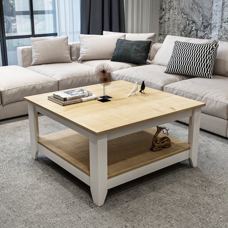 Lea 90 Cm Square Coffee Table, Beige