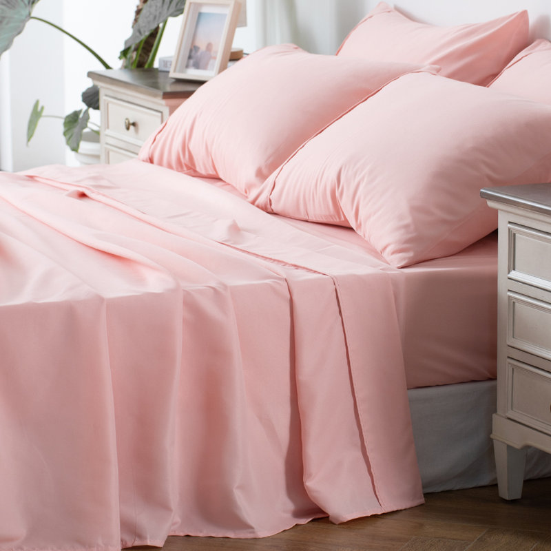 Kasentex 1800 Series Soft Microfiber Sheet Set - Pink Full, Full Sheet Set with 3 Additional Pieces