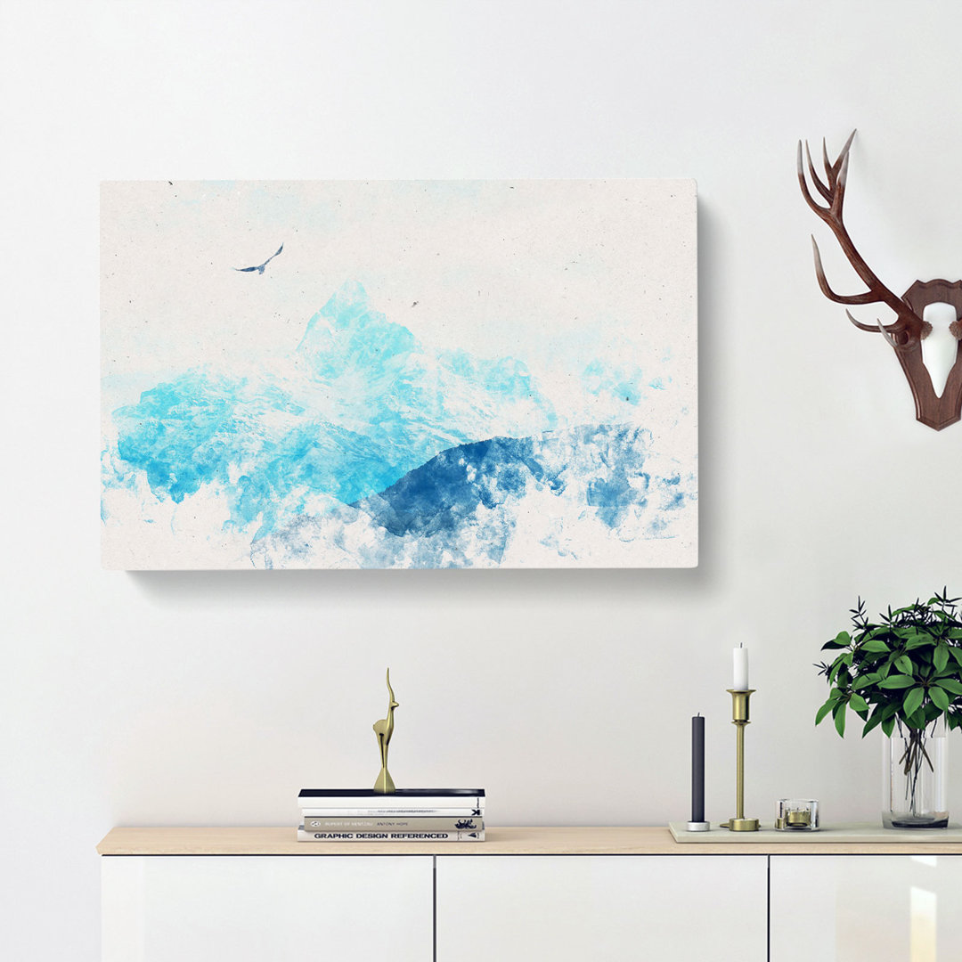 Eagle Flying By Mountain In Nepal - Wrapped Canvas