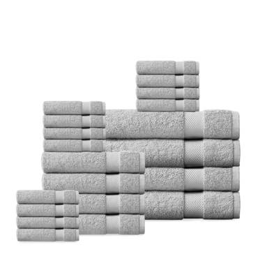 Delara 100% Organic Cotton Luxuriously Plush Bath Towel 20 Piece Set GOTS &  OEKO-TEX Certified