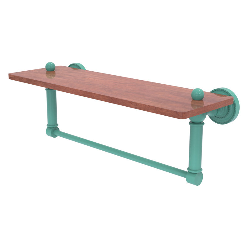 Tablette en bois de fer massif de la collection Dottingham IPE avec barre à serviettes intégrée, Vert écume de mer