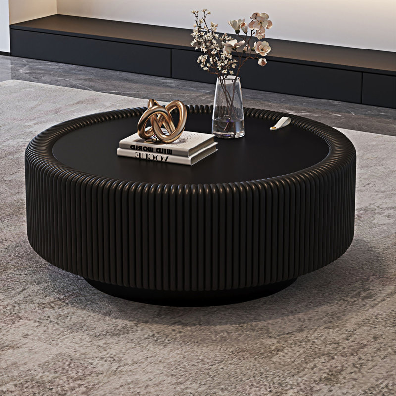 Table basse ronde avec rangement caché