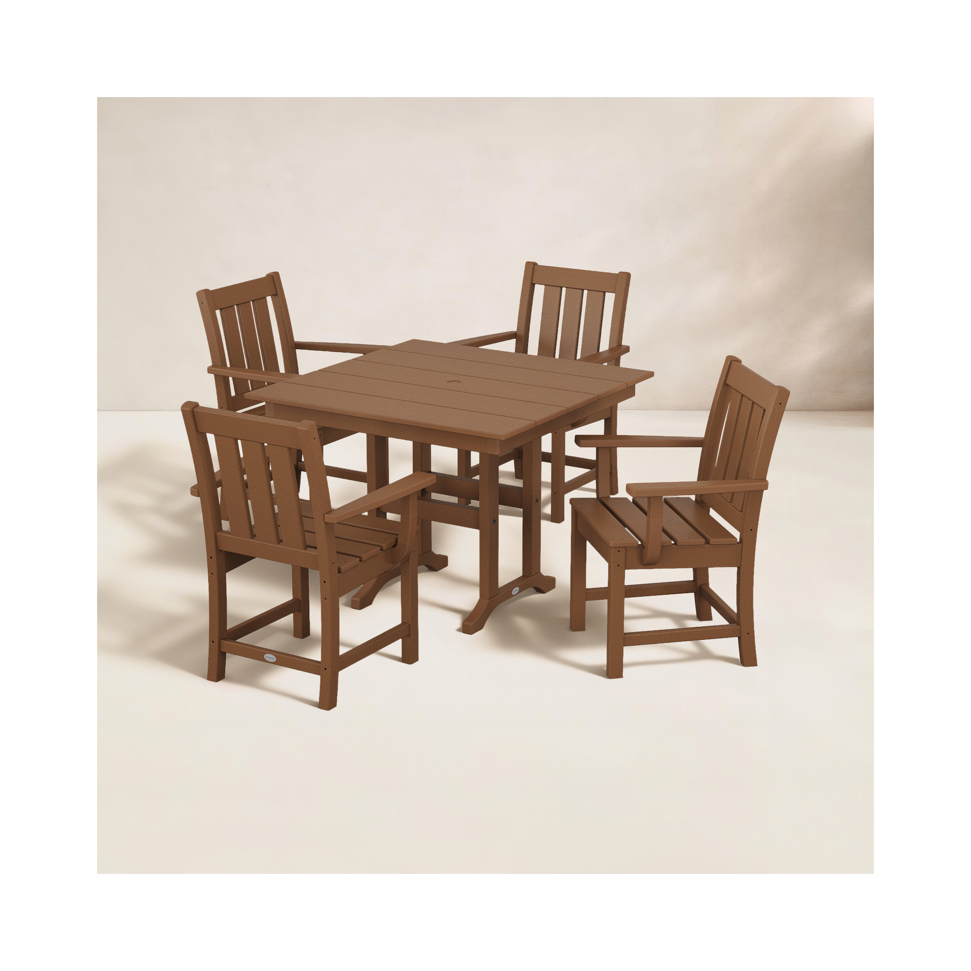 Oxford 5-Piece Farmhouse Dining Set, Teak