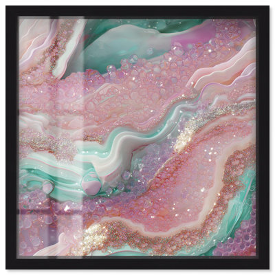 Pink and Mint Crystal III Shadowbox Print Colourful Abstracts by Art Remedy
