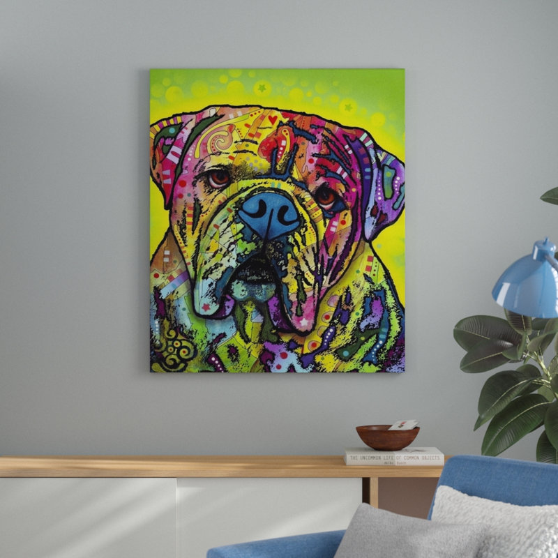 « hey bouledogue », impression, H 28 po x l 24 po x P 1 po, Cadre blanc