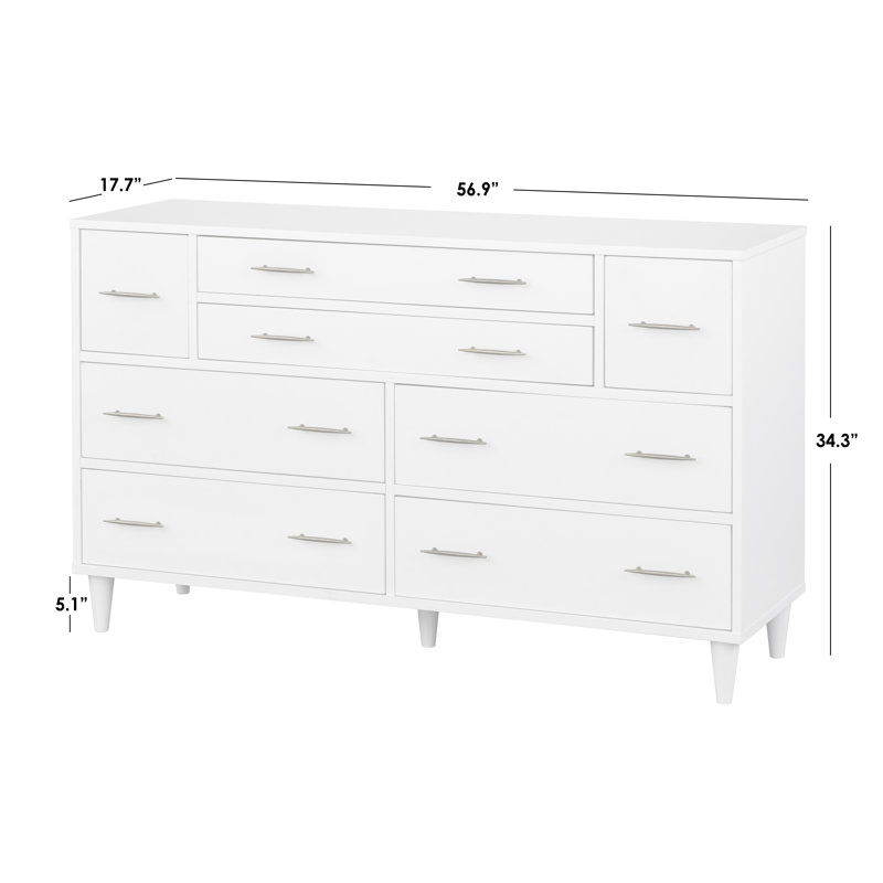 Commode 8 tiroirs Afrida, Blanc