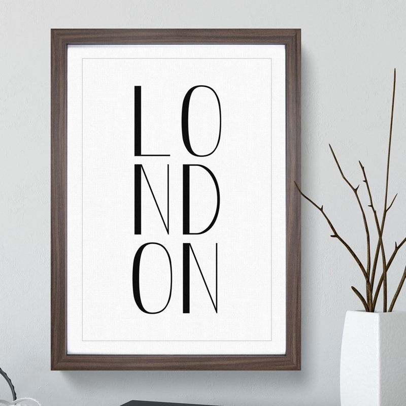 London - Picture Frame Typography, Oak Framed, 90cm H x 65cm W x 2cm D
