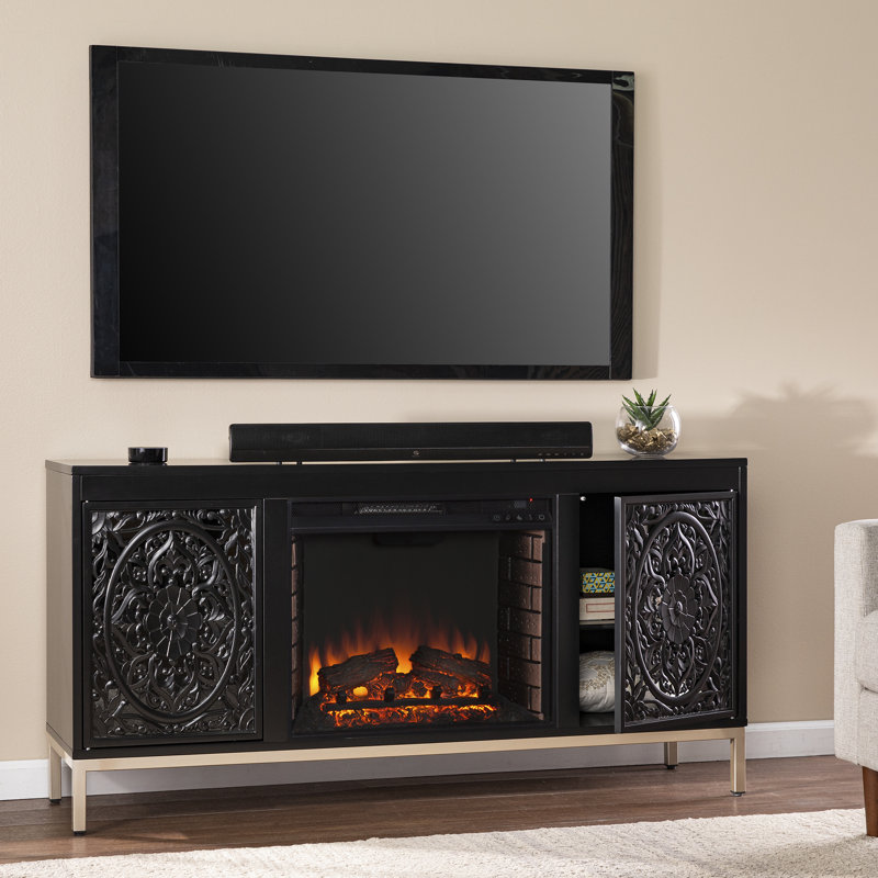 Rohoman 58'' W Black/Champagne Electric Fireplace with 4700 BTU