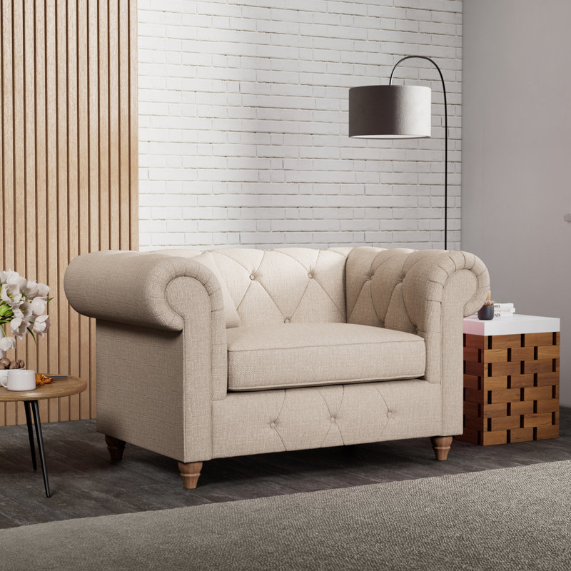 Ellrich Upholstered Chair And A Half, Walnut, Oyster