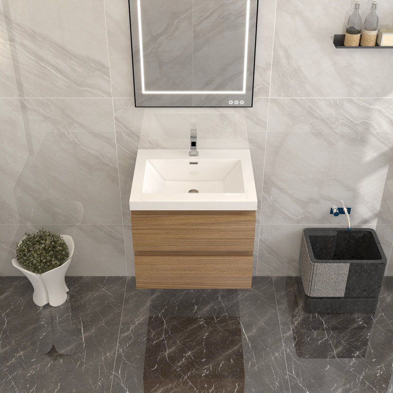 Ensemble de meuble-lavabo mural simple l 24 po Texola, Bois de rose