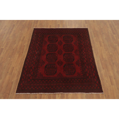 Tribal Red Oriental Afghan Rug 5x6