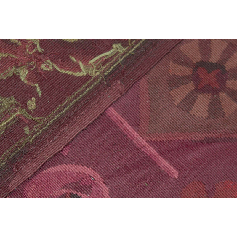 Hand-Knotted High-Quality Red and Green Area Rug