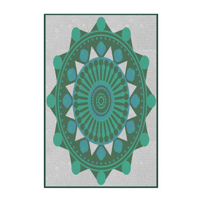 Laine tissée à la main et polyester gris/vert Tapis décoratif