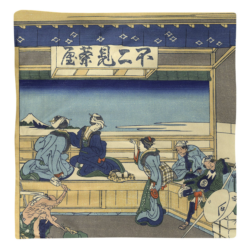 Serviette Katsushika Hokusai Yoshida at Tokaido, Cannelle / Bleu