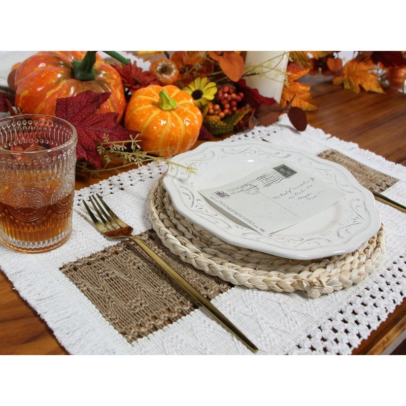 Boho Table Placemats For Dining Living Room - Set Of 6, Brown