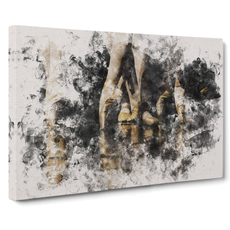 The Ballet Dancers Watercolour - Wrapped Canvas Print, 60cm H x 91cm W x 3cm D