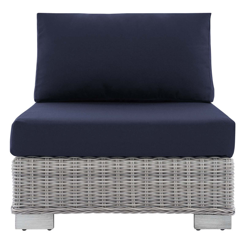 Conway Outdoor Patio Wicker Rattan Armless Chair, Navy Sunbrella®