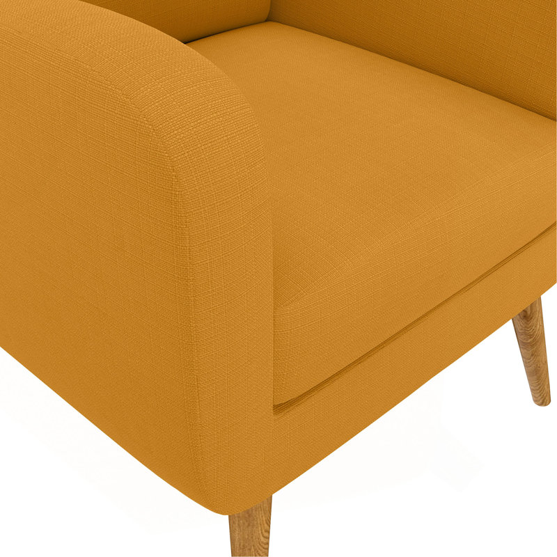 Chaise d'appoint Ashby en lin jaune avec pieds en bois massif naturel