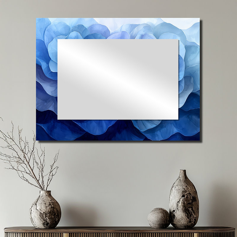Turquoise spirale feuille d'aloès - décoration murale miroir floral - imprimé sur métal, 24" x 32"