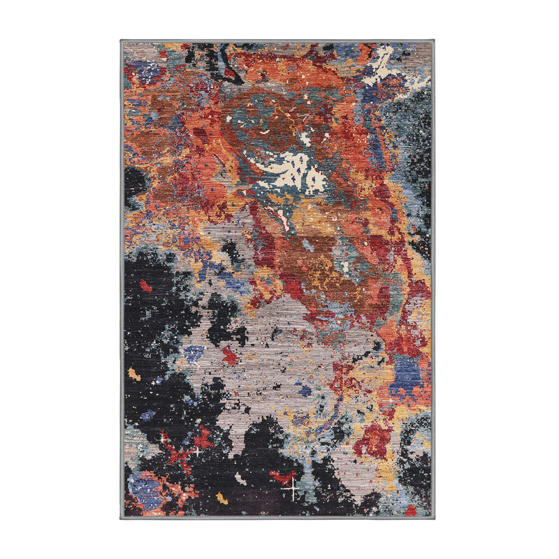 Tapis oriental rouge / noir / bleu California, Rectangle 7 pi x 10 pi