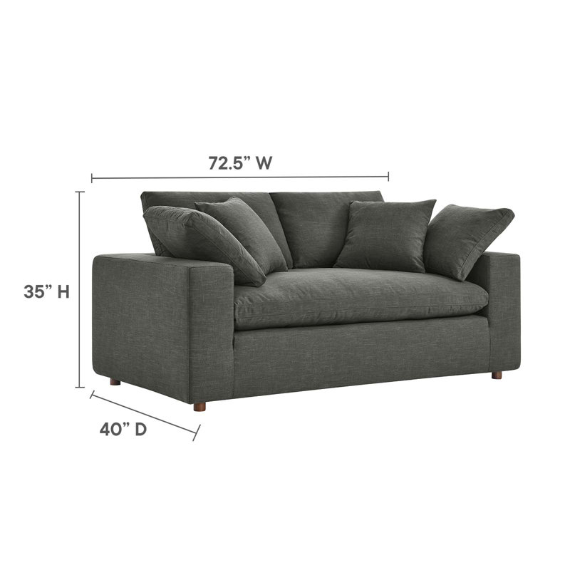 Commix Gray Down Filled Overstuffed Loveseat with Solid Wood Frame