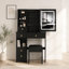 Ensemble de coiffeuse compact de 74 cm (29,2 po) avec miroir coulissant à éclairage DEL à intensité variable (3 couleurs), tiroirs à gauche et tabouret rembourré-356579759