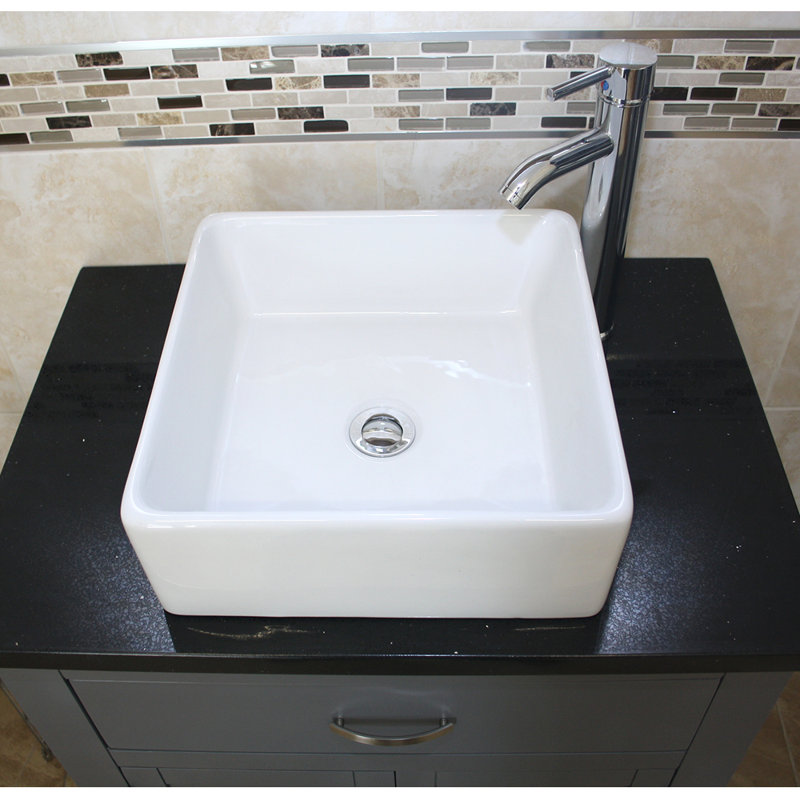 Robeson 750mm Single Bathroom Vanity with Vessel Ceramic Basin, Black Quartz, Grey