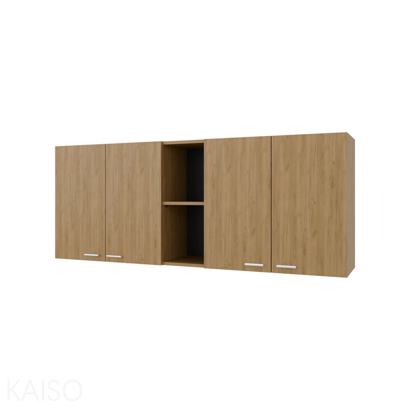Armoire murale en mélamine avec 4 portes et rangement ouvert