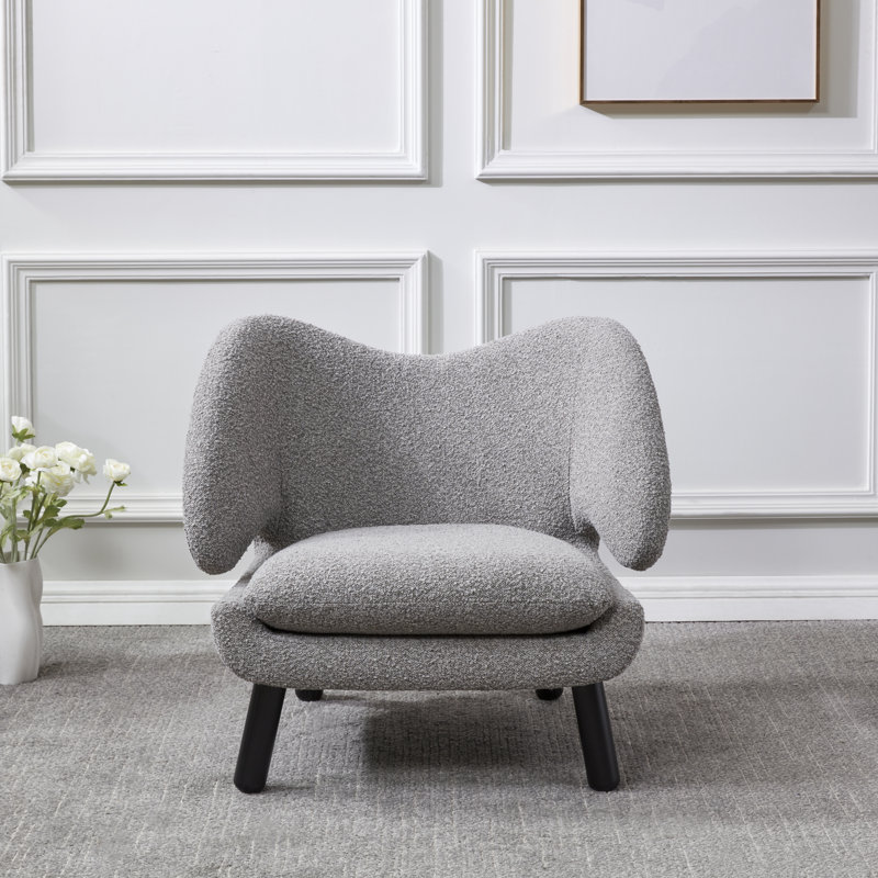 Felicia Contemporary Accent Armchair, Light Gray, Black