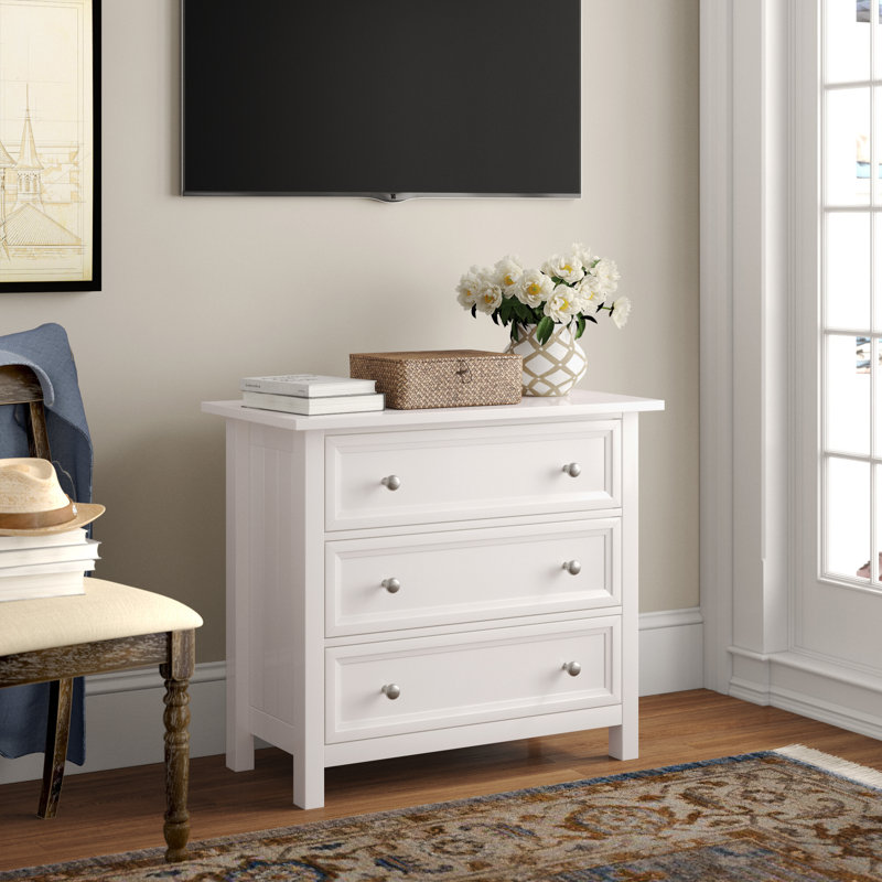 Jarin 84cm W 3 - Drawer Chest of Drawers, Surf White
