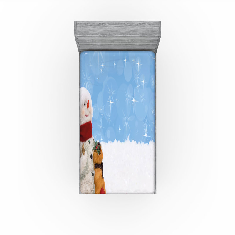 Multicolore drap-housse Ambesonne Snowman, Drap-housse simple TG